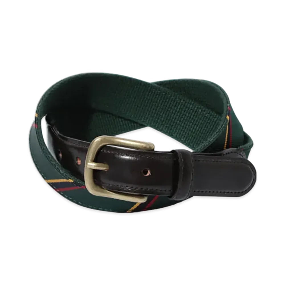 BEAMS Leather Tab Ribbon Belt "Green"