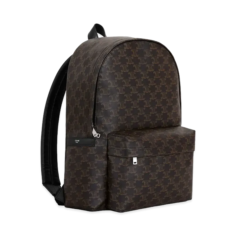 CELINE Medium Backpack in Triomphe Canvas & Calfskin "Black"