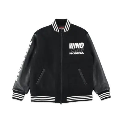 WIND AND SEA x HONDA -H- VARSITY JACKET "Black"
