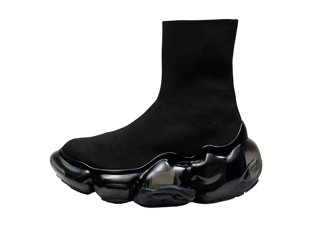 grounds MOOPIE PLAIN KNIT SOCKS "Black/Black"
