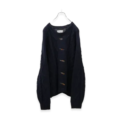 ANCELLM Embroidery Cable Stitch Knit "Navy"