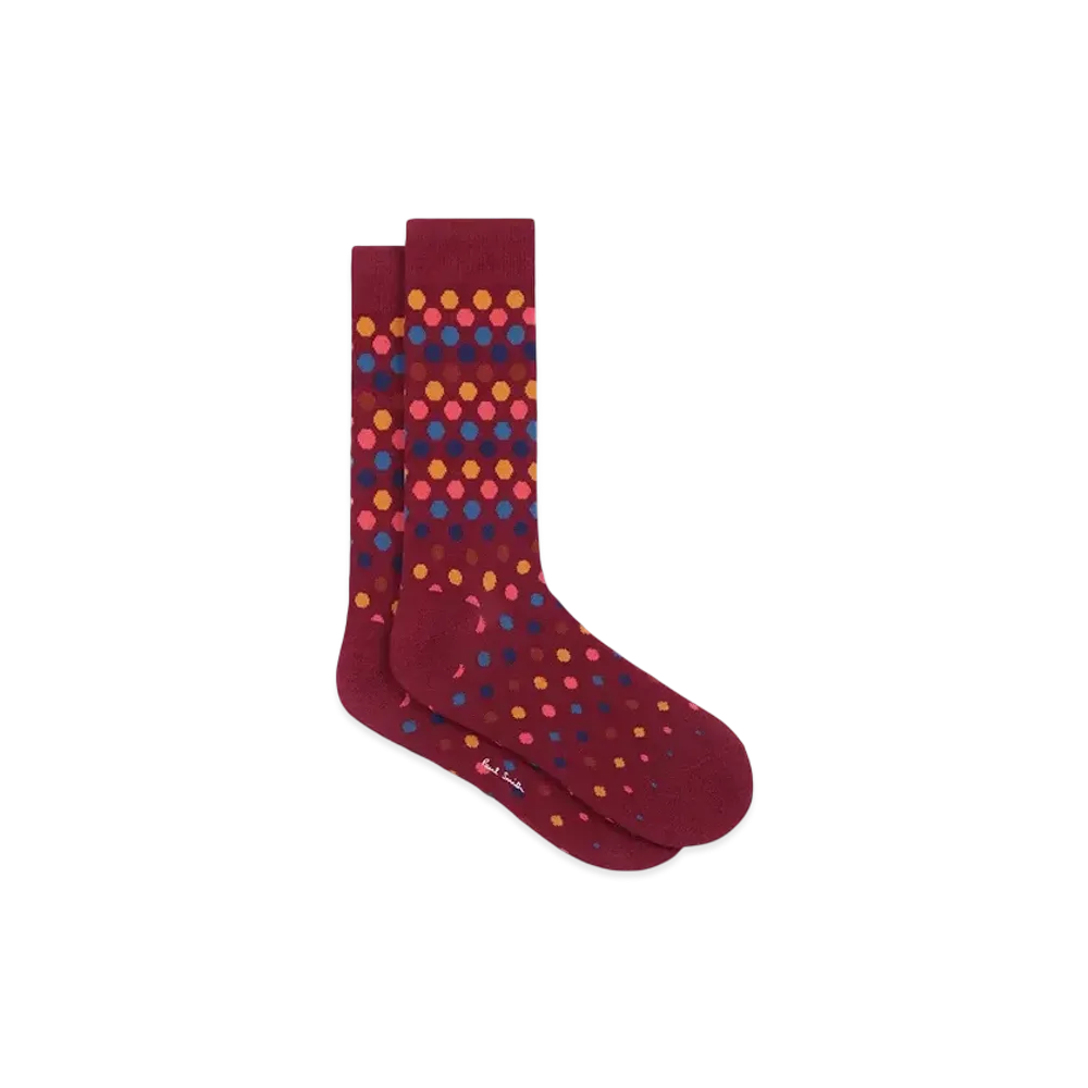 Paul Smith Artist Stripe Dot Socks "DarkRed"