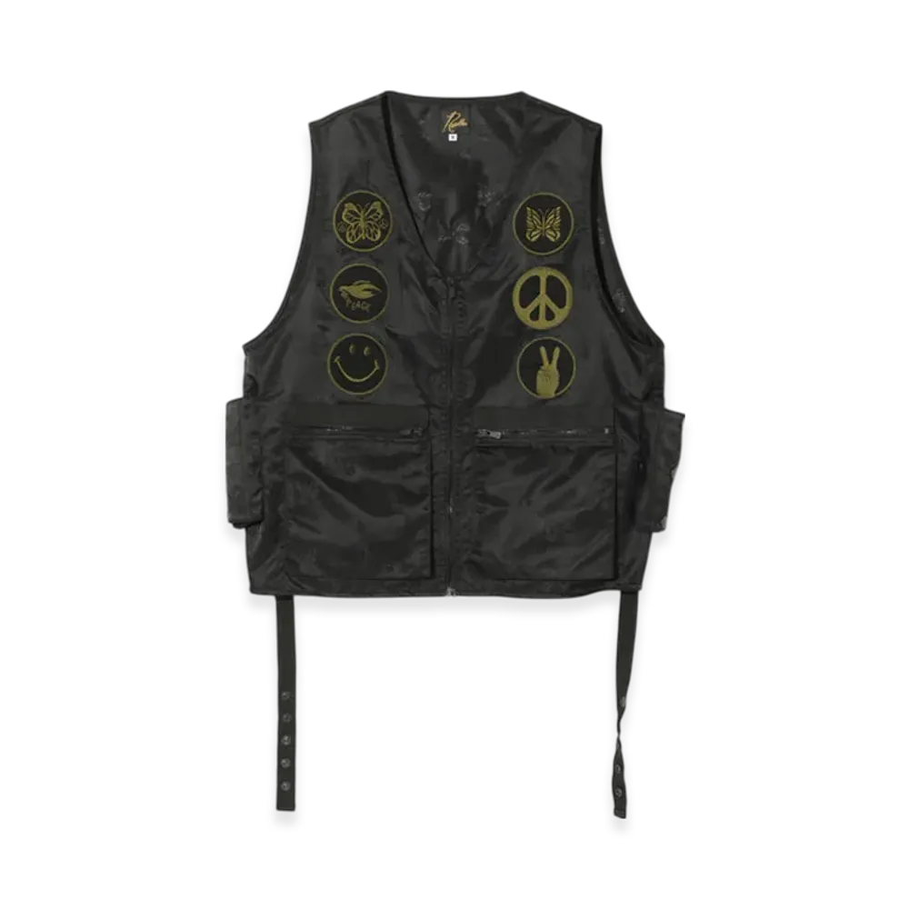 NEEDLES Radio Vest - Papillon Jacquard Sateen "Black"
