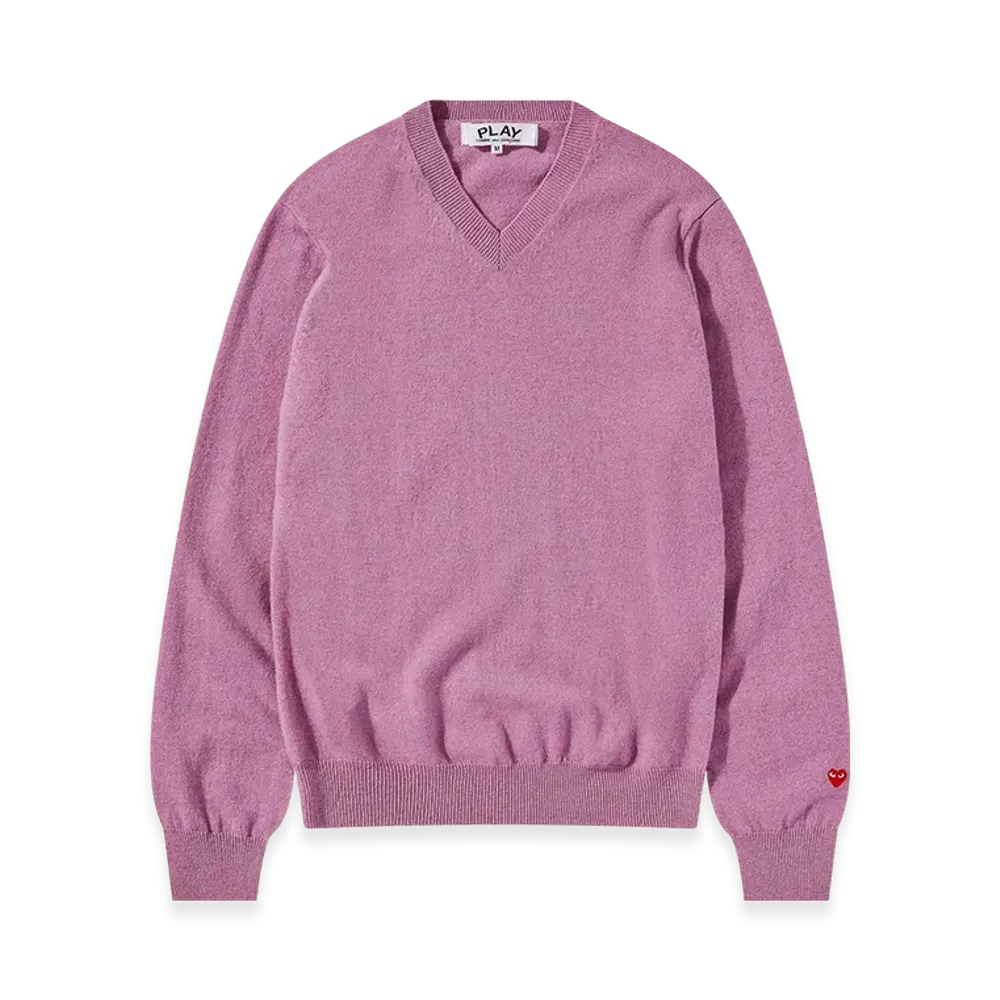 PLAY COMME des GARCONS Top Dyed Carded Lambswool V Neck Sweater Ladies "Purple"