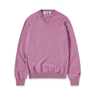 PLAY COMME des GARCONS Top Dyed Carded Lambswool V Neck Sweater Ladies "Purple"