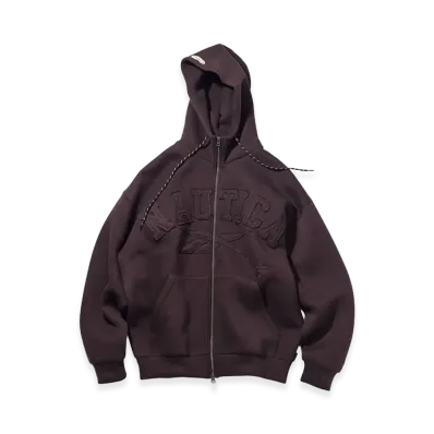 Reebok x NAUTICA Arch Logo Cardboard Knit Zip-Up Sweatshirt Hoodie "Brown"