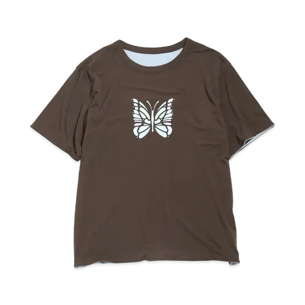 Needles S/S REVERSIBLE TEE - PE/R/PU JERSEY "Brown/Light Blue"