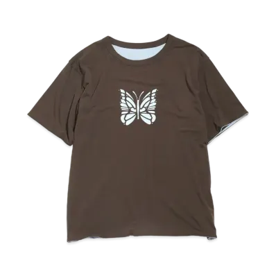Needles S/S REVERSIBLE TEE - PE/R/PU JERSEY "Brown/Light Blue"