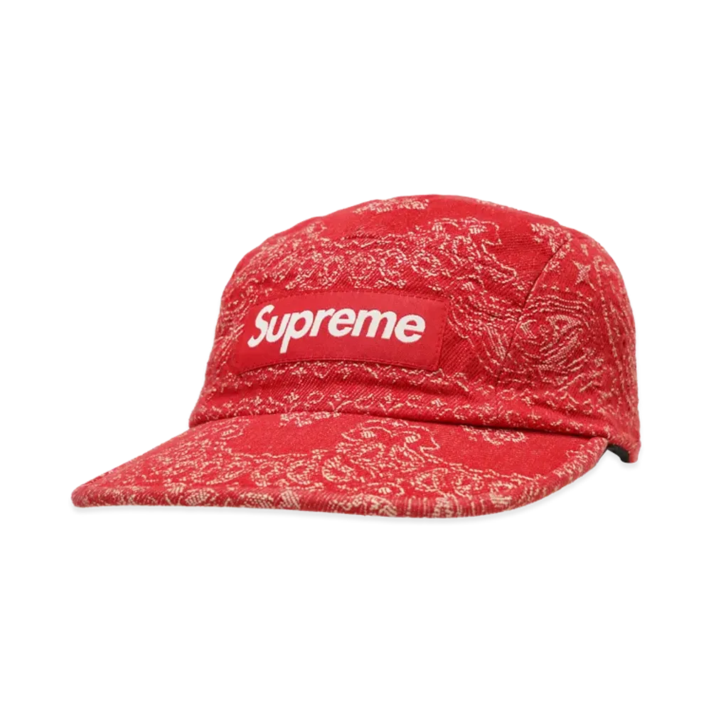 Supreme Bandana Jacquard Denim Camp Cap "Red" (25SS)