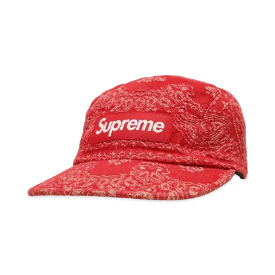 Supreme Bandana Jacquard Denim Camp Cap "Red" (25SS)