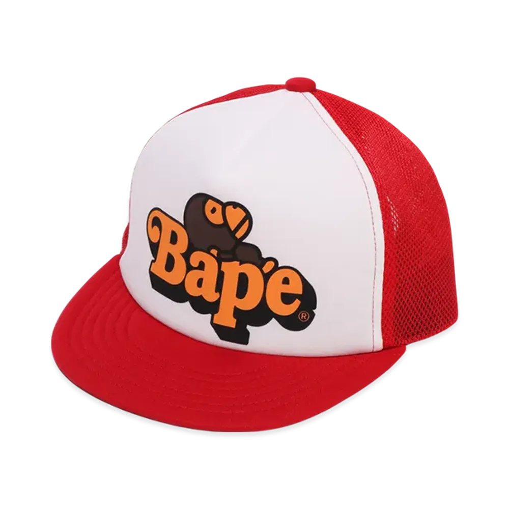 A BATHING APE Milo On Bape Mesh Cap "Red"