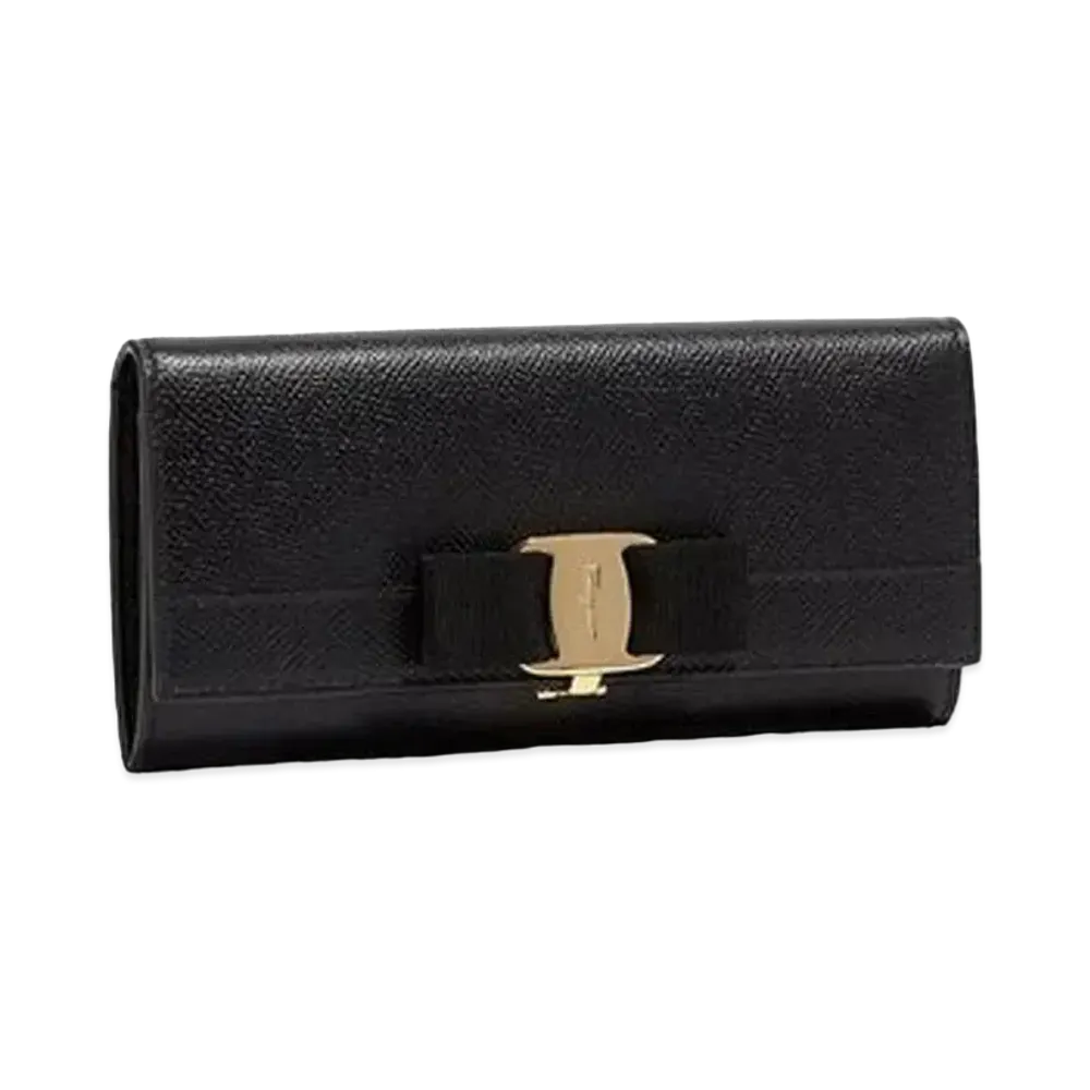 Salvatore Ferragamo Gancini Continental Wallet "Black"
