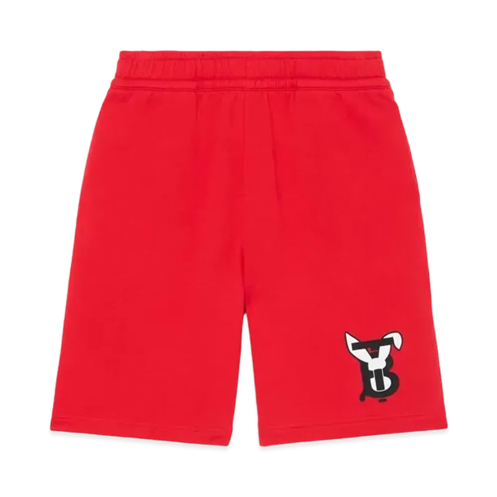 Burberry Rabbit Print Cotton Shorts "Bright Red"