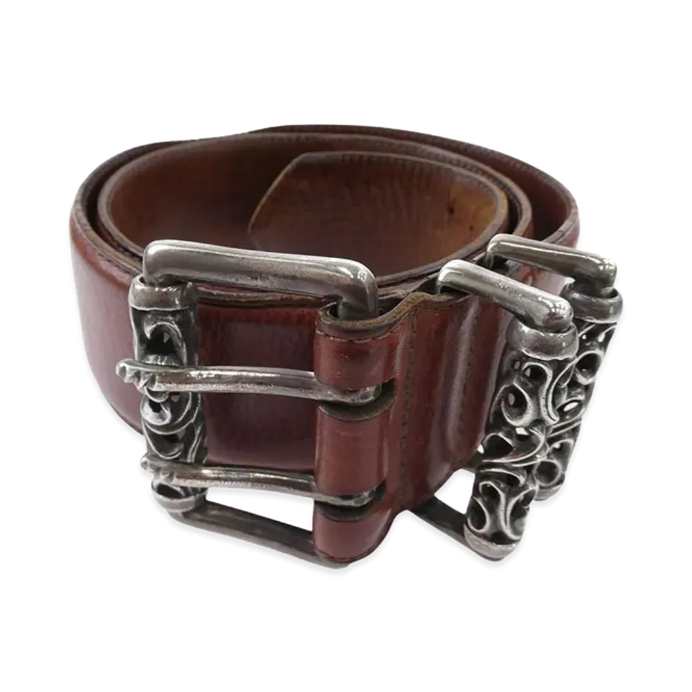 Chrome Hearts Double Pin 3 Piece Roller Leather Belt "Brown"