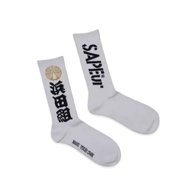 SAPEur x MASATOSHI HAMADA Kids&Youth Reprint Hamada Gumi Logo Socks "White"
