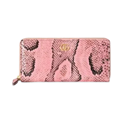 GUCCI GG Marmont Python Zip Around Wallet "Pastel Pink"