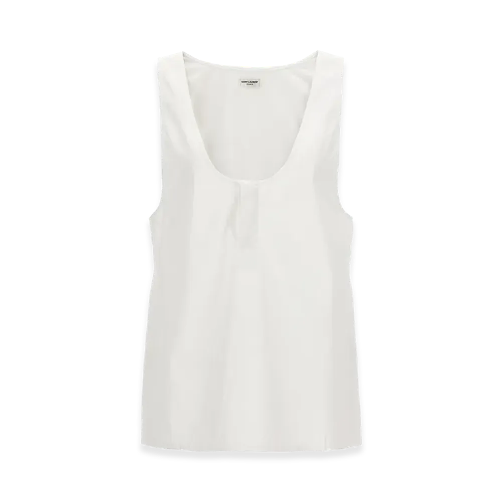 Saint Laurent Women's Top Popeline De Coton Egyptien "Blanc"