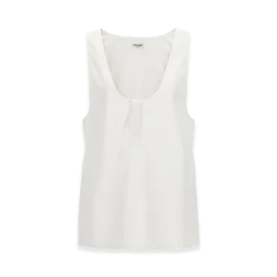 Saint Laurent Women's Top Popeline De Coton Egyptien "Blanc"