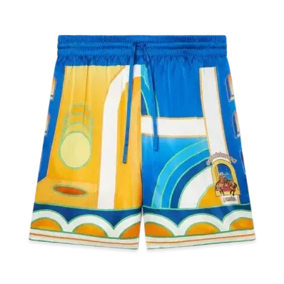 Casablanca Paysage Silk Shorts "Multi"