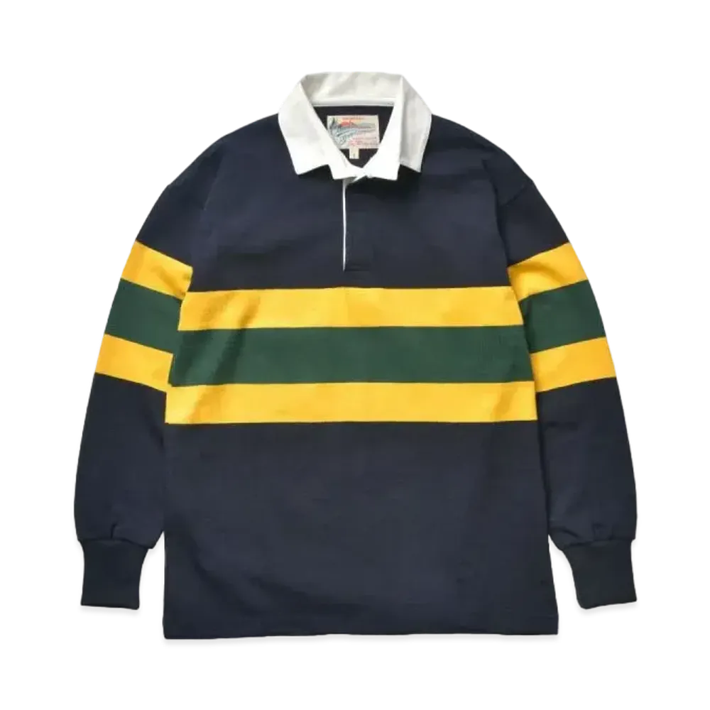 THE REAL McCOY'S Climbers' Striped Rugby Shirt "Navy"
