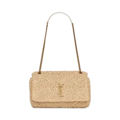Saint Laurent Jamie Medium "Carre Rive Gauche" In Raffia "Naturel"