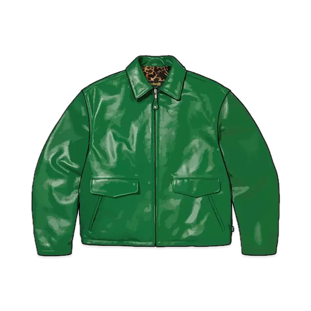 Supreme x Schott Leather Racer Jacket "Green"
