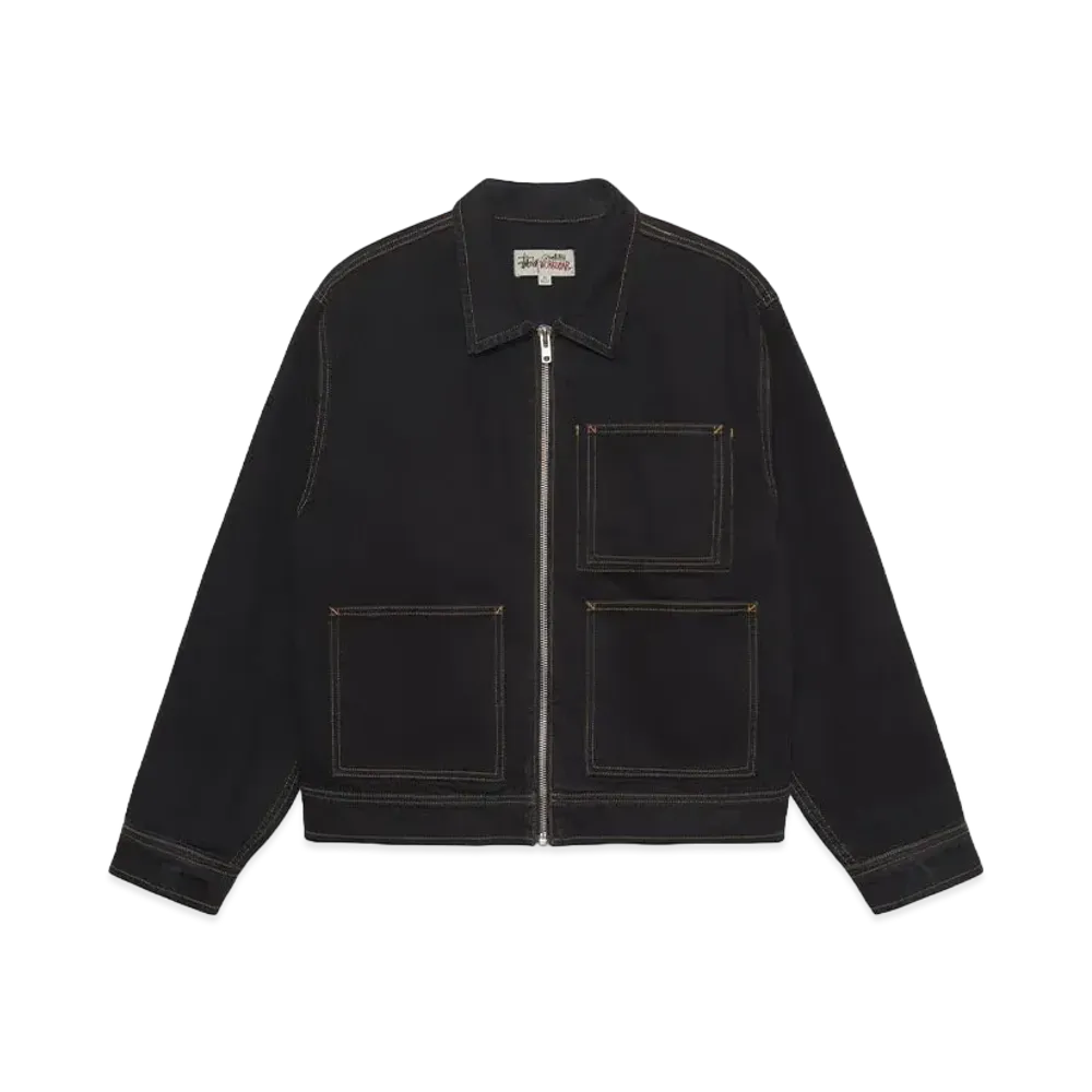 Stussy Denim Zip Work Jacket "Washed Black"