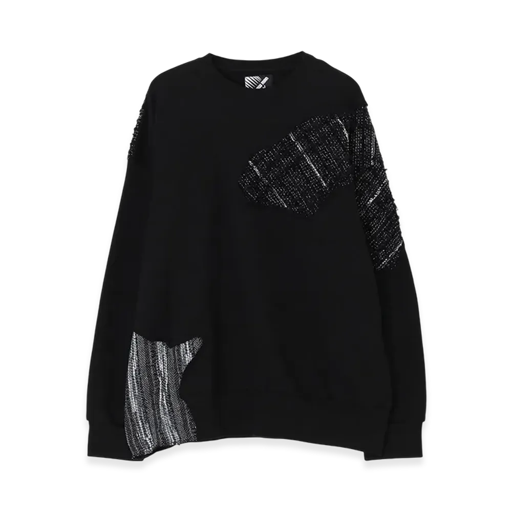 Ground Y x CHAINSAW MAN Collaborate Collection Chainsaw Tweed Round Neck Sweatshirt "Black"
