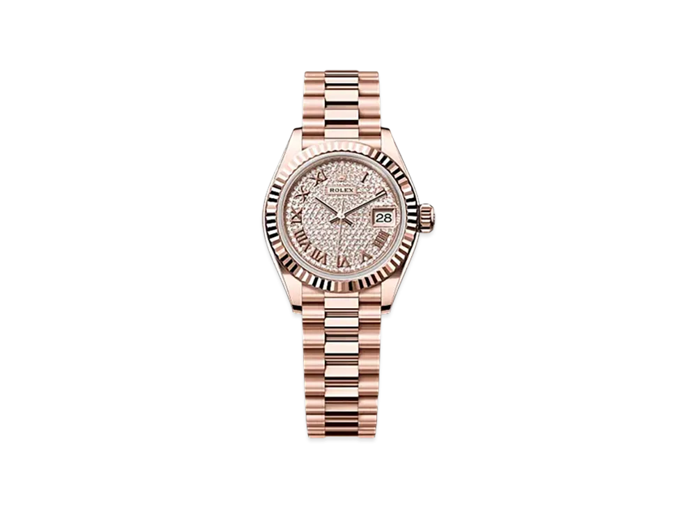 ROLEX Lady-Datejust 28mm Everose Gold 279175 "Pave diamonds"
