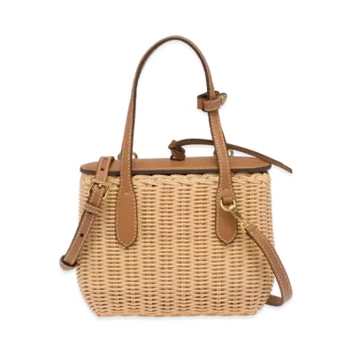 MIU MIU Wicker And Leather Handbag "Tan/Caramel"