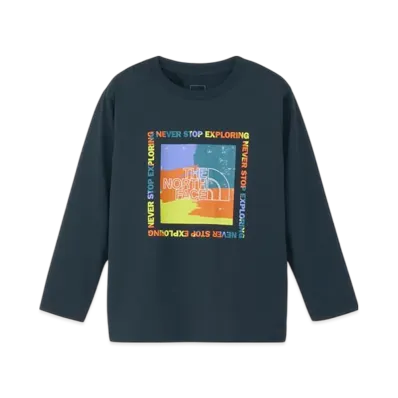 The North Face Kids Long Sleeve ES Getmoted Graphic Tee "Urban Navy"
