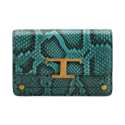 TOD'S Python T Timeless Belt Bag Micro "Light Blue"