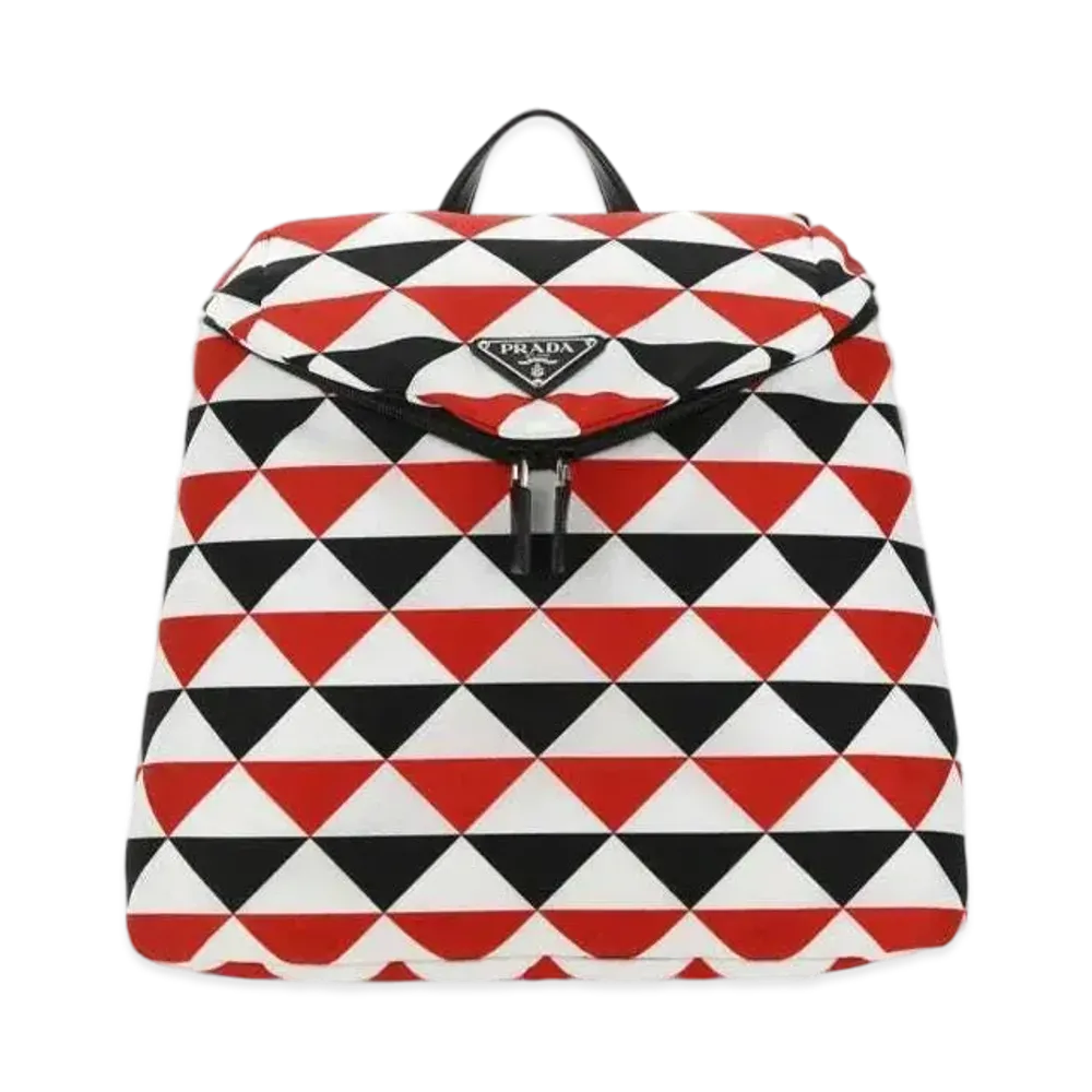PRADA Signo Print Re Nylon Backpack "Black/Red/White"