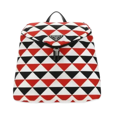 PRADA Signo Print Re Nylon Backpack "Black/Red/White"