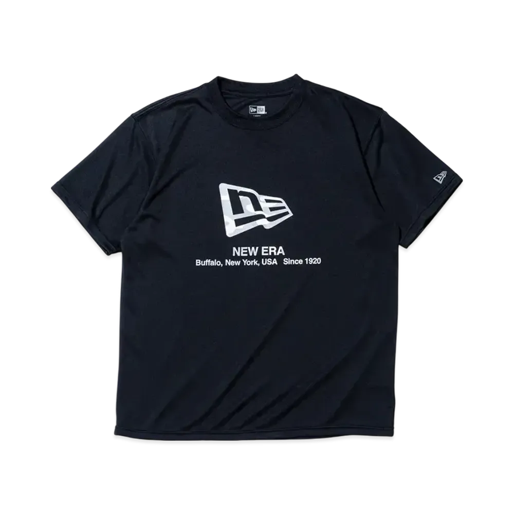 NEW ERA Performance Apparel Short Sleeve Tech T-Shirt Flag Logo Woodland Camo Regular Fit "Black"
