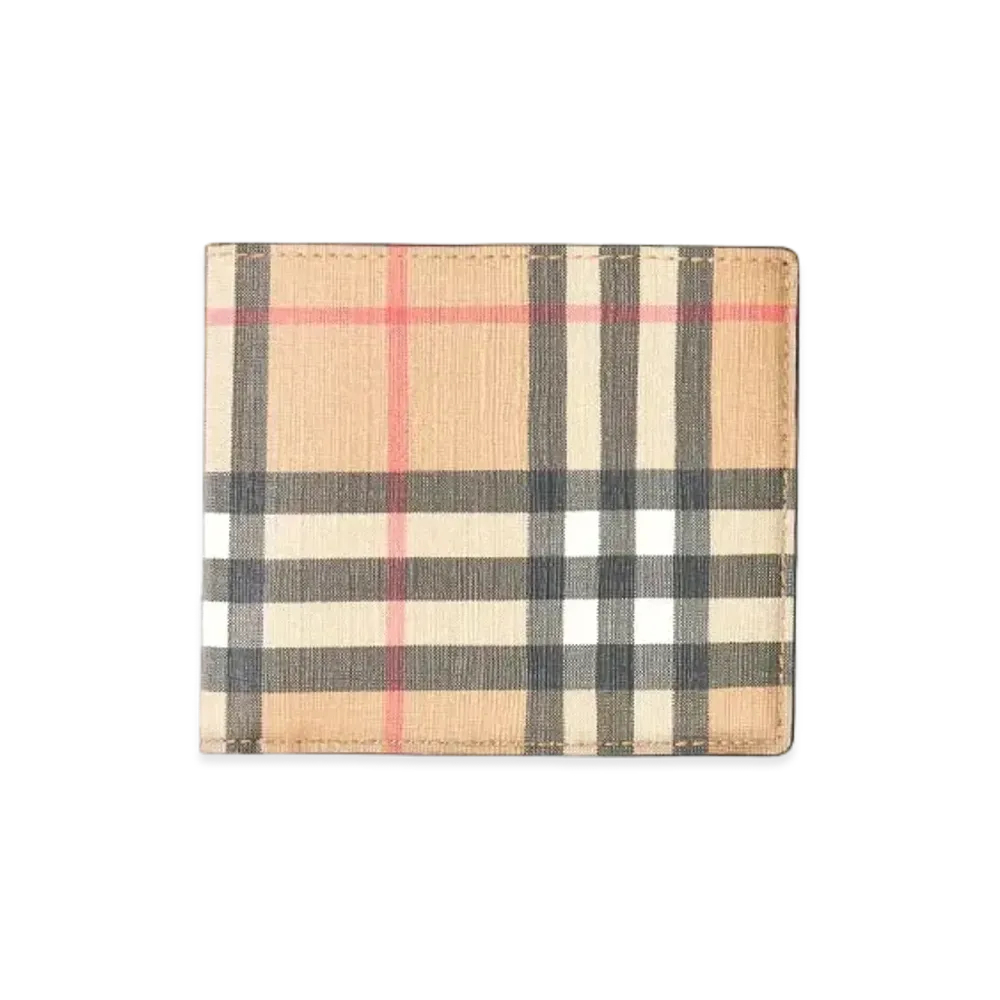 Burberry Vintage Check E-canvas International Bifold Wallet "Archive Beige"