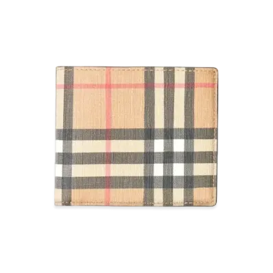 Burberry Vintage Check E-canvas International Bifold Wallet "Archive Beige"