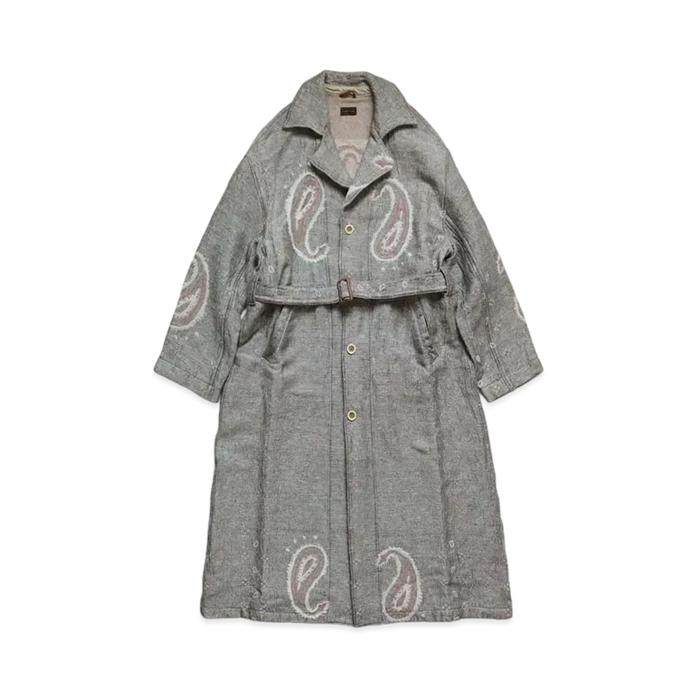KAPITAL LUG PAYSLEY PATTERN LINEN WOOL DRAGGING COAT"Quinity"