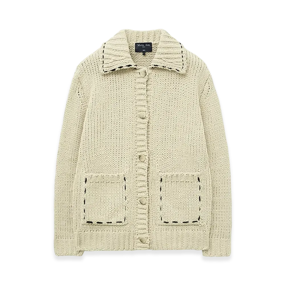 Matin Kim Men's Handmade Collar Knit Cardigan For Men "Butter"