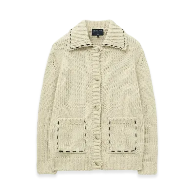 Matin Kim Men's Handmade Collar Knit Cardigan For Men "Butter"