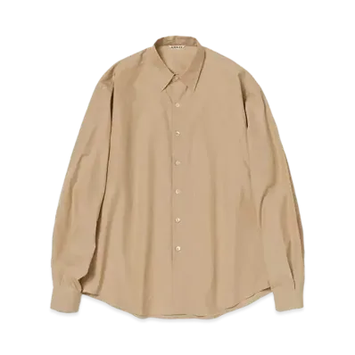 AURALEE Washed Finx Twill Big Shirt "Light Brown"