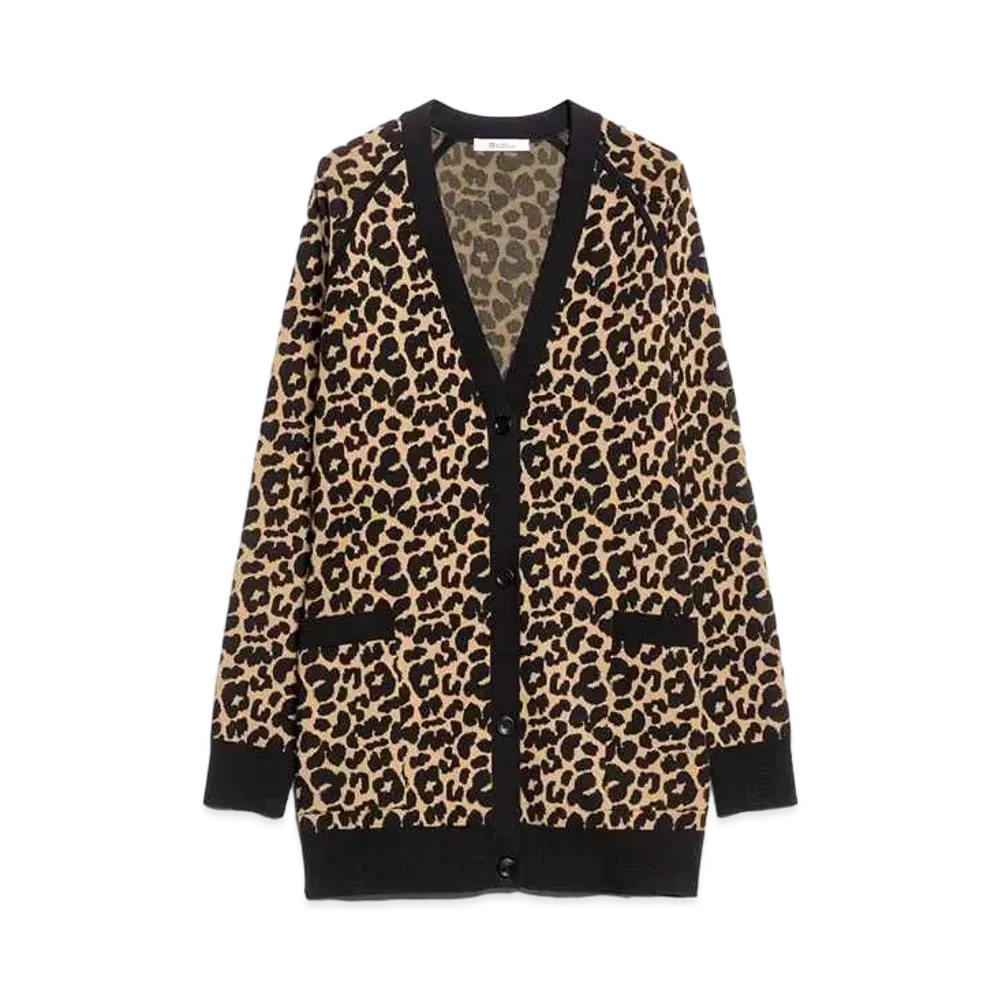 Max Mara Tenore Viscose Jacquard Knit Cardigan "Black"