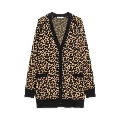 Max Mara Tenore Viscose Jacquard Knit Cardigan "Black"