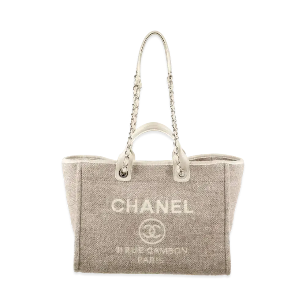 CHANEL Medium Deauville Tote Canvas "Natural/Silver"