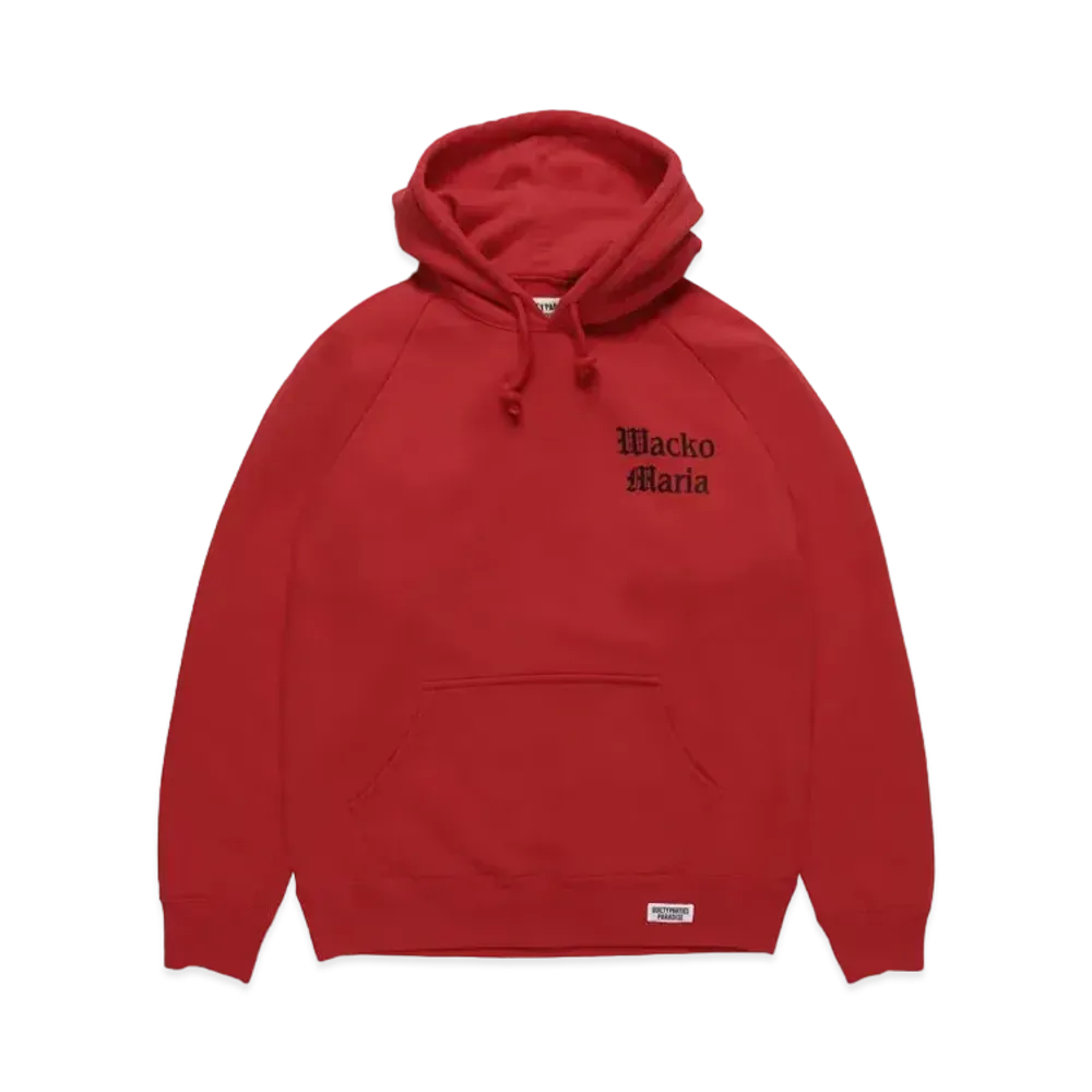 WACKO MARIA WASHED HEAVY WEIGHT PULL OVER HOODED SWEAT SHIRT "Red"