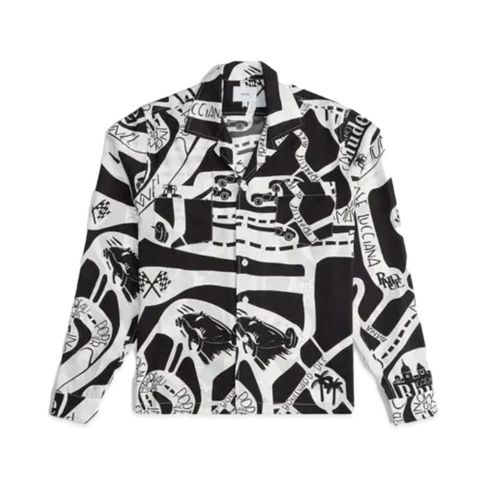 RHUDE Strada Silk LS Shirt "Black White"