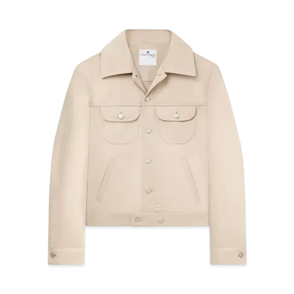 Courreges Men's Twill Trucker Jacket "Sand"