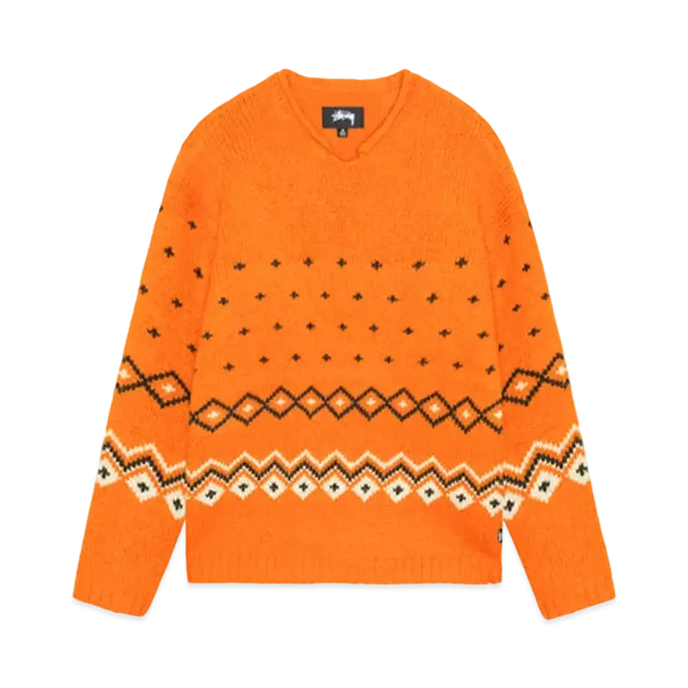 Stussy Roll Neck Fairisle Sweater "Orange"