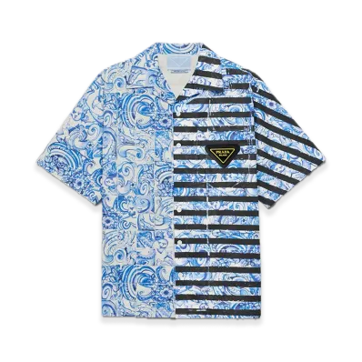 PRADA Timecapsule Printed Cotton Shirt "Light Blue"