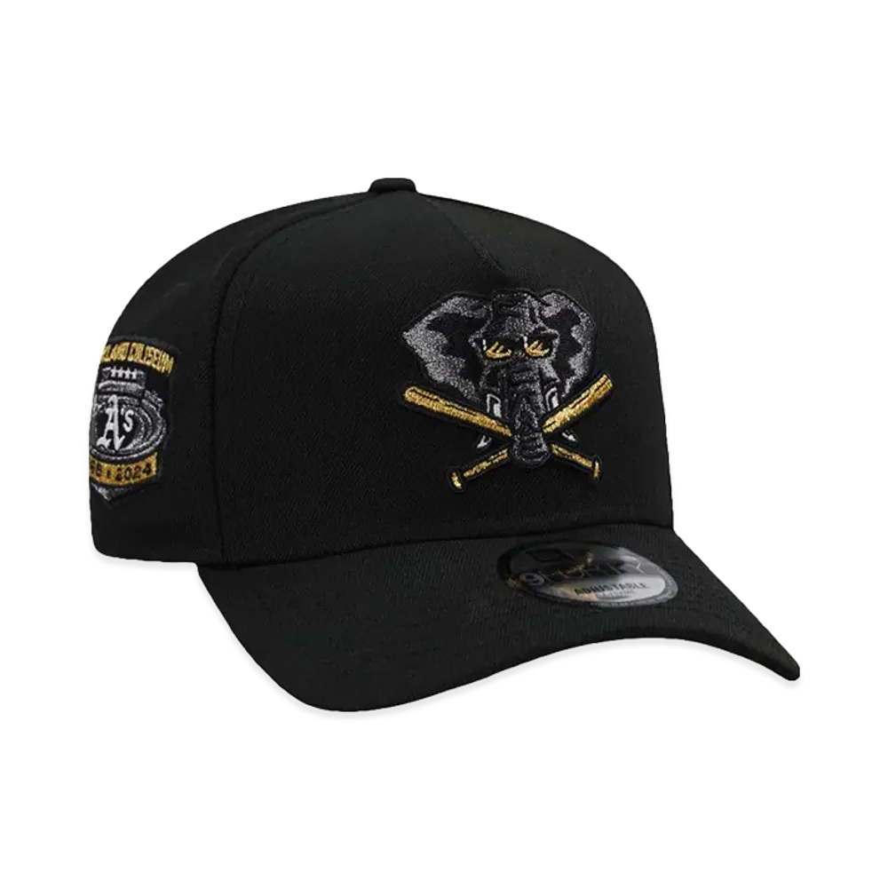 NEW ERA x MLB Oakland Athletics Coliseum Black Prime Edition 9Forty A Frame Snapback Cap "Black"